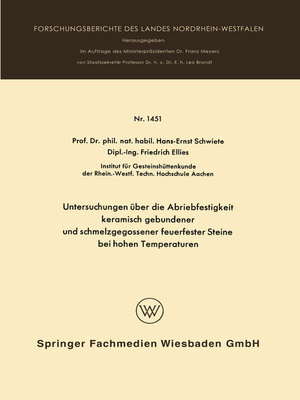 cover image of Untersuchungen über die Abriebfestigkeit keramisch gebundener und schmelzgegossener feuerfester Steine bei hohen Temperaturen